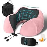 Travesseiro De Viagem Travesseiro De Pescoço De Espuma Viscoelástica Para Viagem Travesseiro De Pescoço Em Forma De U Kit De Viagem Portátil De Avião Com Máscaras De Contorno 3D Para Olhos E