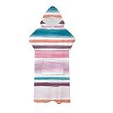 Treeswift Toalha De Poncho De Surfe Com Capuz Para Mulheres, Roupão Leve Para Troca, Poncho De Roupa De Mergulho, Parca De Natação, Toalha De Praia Resistente à água Para Surfe, Natação E Esportes Ao Ar Livre (médio, Faixa Azul)