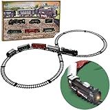Trem Clássico Com Trilhos  Conjunto De 6 Vagões  Locomotiva Com Luz  Brinquedo Infantil