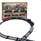 Trem Com Luz Infantil Trenzinho Locomotiva Trilhos E Vagões
