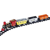 Trem De Brinquedo Super Locomotiva Expresso 14 Peças Braski