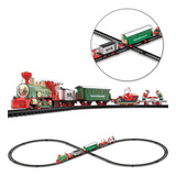 Trem Locomotiva Natalino Com Trilho Led E Som 22 Peças