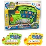 TRENZINHO Musical Infantil Com Luz E Som Animais Telefone Piano Didatico Educativo Interativo Brinquedo ESTIMULA APRENDIZADO SENTIDOS BEBES BANDINHA 15 TECLAS 26cm VERDE 