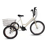 Triciclo Aro 26 21 Marchas Montagem Hiper Creme marrom