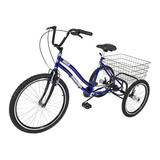Triciclo Bicicleta 3 Rodas Aro 26 Freio V brake Azul