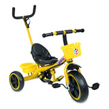 Triciclo Infantil 2 Em 1 Pedal Cesto Passeio Mega Compras Cor Amarelo