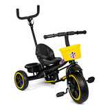 Triciclo Infantil 2 Em 1 Pedal Cesto Passeio Mega Compras Cor Preto Com Amarelo