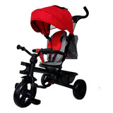 Triciclo Infantil De Bebê Com Pedal E Puxador Waygo Vermelho E Preto Replay Kids