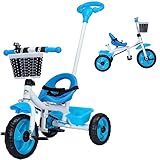 Triciclo Infantil Flex Com Empurrador Pedal 2 E 1 Cesto Frontal E Traseiro Seguro E Divertido Para Crianças De 1 A 6 Anos Baby Style Azul 