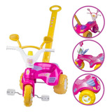 Triciclo Infantil Fofy Rosa Com Empurrador E Buzina Cotiplás