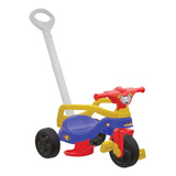 Triciclo Infantil Motoca Velotrol Com Empurrador Menino Bebê Cor Azul  Amarelo E Vermelho