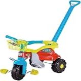 Triciclo Motoca Infantil Tico Tico Festa Azul Com Empurrador Para Meninos