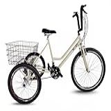 Triciclo Retrô Creme Marrom Aro 26 Montagem Hiper
