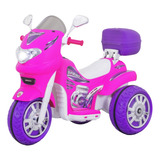 Triciclo Rosa Elétrico Moto Sprint Infantil Luz Som C Báu
