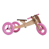 Triciclo Woodbike Bicicleta Sem Pedal De Balanço Madeira Cor Rosa chiclete