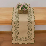 Trilho Caminho De Mesa Rami Bordado Luxo 40x180cm Argivai