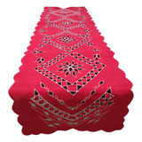 Trilho De Mesa Bordado Caseado Vermelho