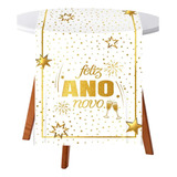 Trilho De Mesa Feliz Ano 2mx40cm Decoração Reveillon Cor Branco