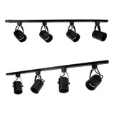 Trilho Eletrificado Preto 1m 4 Spots Para Lampada Par20