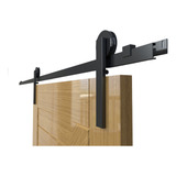 Trilho Porta Correr Roldana Aparente Preto 2m 1 Guia Extra