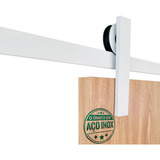 Trilho Porta De Correr Branco Inox Roldana Aparente 2 Metros