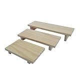 Trio Bandejas Para Decoração De Festas Porta Doce Frios Madeira Rústica Suporte Expositor Buffet PMG Natural