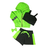 Trio Bomber Top E Short Com Laço De Cabelo Infantil Menina
