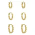 Trio Brinco Argola Click Bolinhas Banhada A Ouro 18k