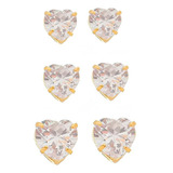 Trio Brincos Coracoes Banhado