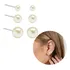 Trio Brincos Pérola Aço Cirúrgico Anti Alérgico 3mm 4mm 5mm
