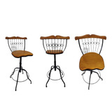 Trio Cadeiras Giratórias Reguláveis Rústica Ferro