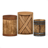 Trio Capa De Cilindros Madeira Celeiro 3d Tecido Elástico