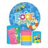 Trio Capas Cilindro Painel Redondo Pool Party Sublimado 3d