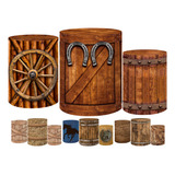 Trio Capas De Cilindro Tecido Sublimado 3d Cavalos Country