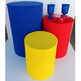 Trio Capas Mesa Cilindro Cores Amarelo P Vermelho M Azul G