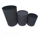Trio Capas Para Mesa Cilindro Helanca Cor Preto Com Elastico