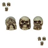 Trio Caveiras Cego Surdo Mudo Enfeite De Resina Cranios 5cm