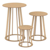 Trio Cilindro Mesa Mesinha Mdf Decoração Festa P m g