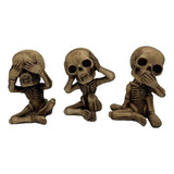 Trio Cranio Caveira Cego Surdo Mudo Resina 10cm Exclusivo 