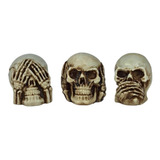 Trio Cranio Caveira Cego Surdo Mudo Resina 5cm