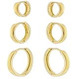 Trio De Brincos Argolas De Tamanhos Diferentes Para 1 2 E 3 Furos Banhado A Ouro 18k