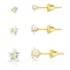 Trio De Brincos De Ouro 18k - 750 Estrelas 3mm / 4mm E 5mm Cor Amarelo