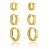 Trio De Brincos Femininos Corações Lisos Banhados A Ouro 18k
