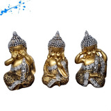 Trio De Buda Bebê Cego Surdo Mudo Baby Buda Estatueta 10 Cm