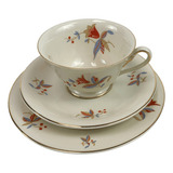 Trio De Cha Porcelana Alema Rosenthal Antiga Flores