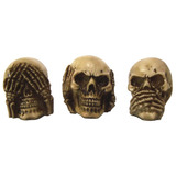 Trio De Crânio Sábios Caveira Decorativo Hallowen Resina