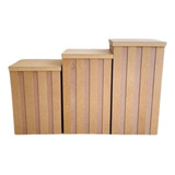 Trio De Mesa Desmontável Ripado Provençal Mdf Decorações