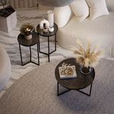 Trio De Mesas P Decoração Apoio Lateral Centro Tampo Preto