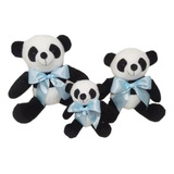 Trio De Urso Panda Pelúcia Decoração Quarto Nichos Infantil