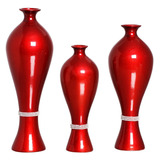 Trio De Vasos De Cerâmica Imperial Decoração Top Vermelho